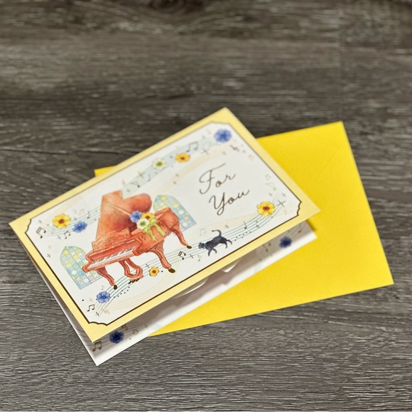 Kitten with Pop-up Antique Piano Multipurpose Card ❘ Invitation Card ❘ Gift Card - Picture 2 of 7